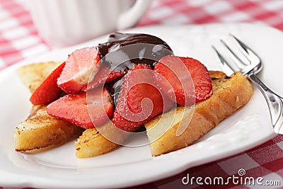 French toasts with strawberry Stock Photo