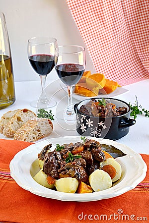 French traditional beef stew with red wine Stock Photo