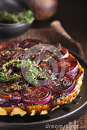 French traditional red onion Tarte tatin Stock Photo