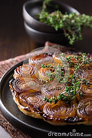 French traditional rustic onion Tarte tatin Stock Photo