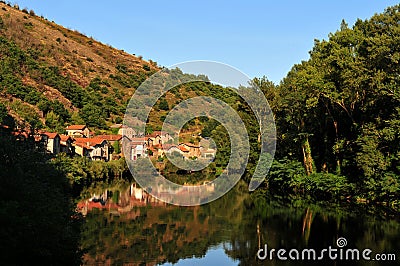 French village at sunset Stock Photo