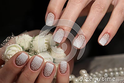 French wedding manicure Stock Photo