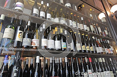French wine display Paris France Editorial Stock Photo