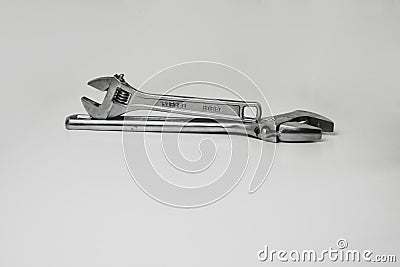 French wrench white background Stock Photo