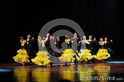 The French yellow roses-The French Cancan-the Austria's world Dance Editorial Stock Photo
