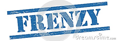 FRENZY text on blue grungy lines stamp Stock Photo