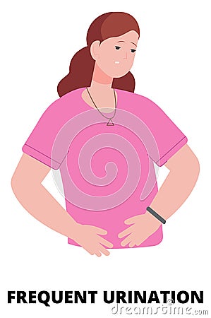 Frequent urination concept. Pregnancy symptom. Female health Vector Illustration