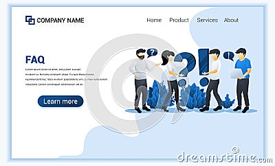 Frequently Asked Question concept with a man and woman holding exclamation and question mark symbol. Can use for web banner, Vector Illustration