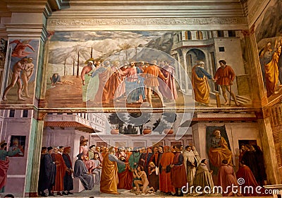 Fresco Brancacci Chapel Santa Maria del Carmine church, Florence, Firenze, Toscany, Italy Editorial Stock Photo