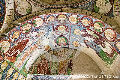 Fresco in cave orthodox church El Nazar, Cappadocia, Turkey Editorial Stock Photo