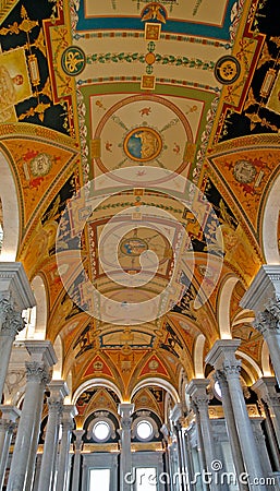 Fresco Ceiling Corinthian Cols Stock Photo