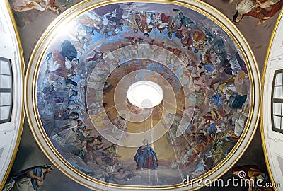 Fresco on the ceiling of the Saint Philip Neri church, Complesso di San Firenze in Florence Editorial Stock Photo