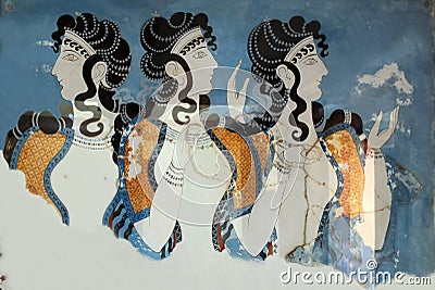Fresco Ladies in Blue Stock Photo