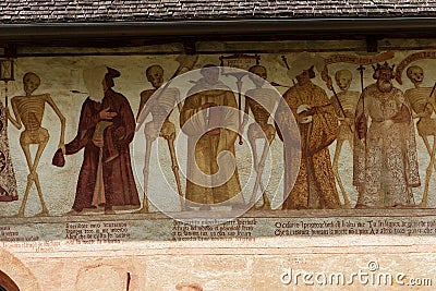 Fresco of the Macabre Dance or Dance of the Death - Pinzolo Trento Italy Stock Photo