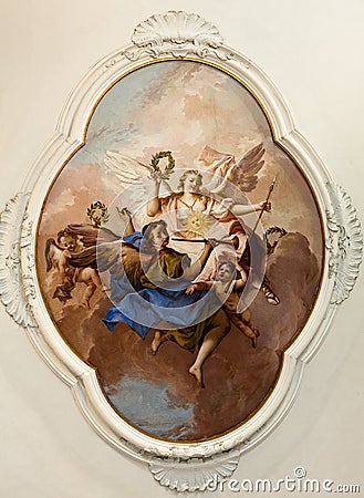 Fresco painting tiepolo ceiling angels Villa Pisani, Stra, Veneto, Italy Stock Photo