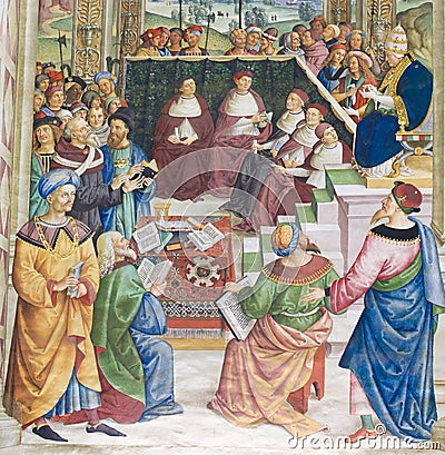 Fresco in Piccolomini Library, Siena Editorial Stock Photo