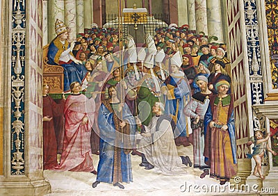 Fresco in Piccolomini Library, Siena Editorial Stock Photo