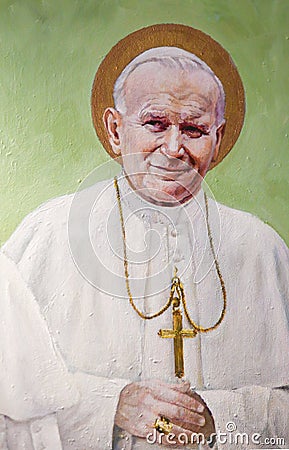 Fresco of Pope John Paul II Editorial Stock Photo