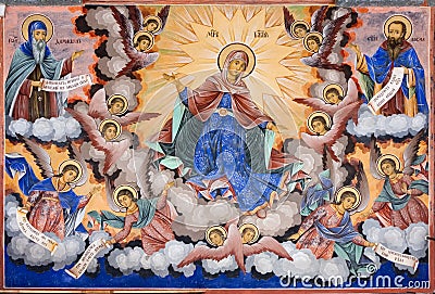 Fresco of Rila Monastery in Bulgaria Stock Photo