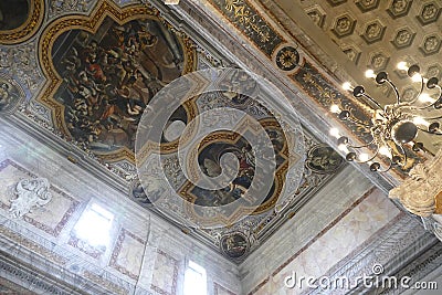 Fresco scenes from life of Jesus on the ceiling Editorial Stock Photo