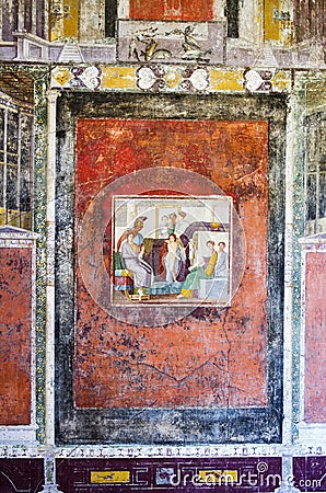 Fresco of Venus and Mars in a house of ancient Pompeii Stock Photo