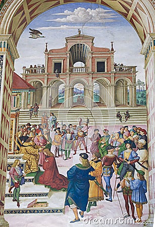 Fresco in Piccolomini Library, Siena Editorial Stock Photo