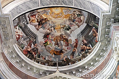 The frescoes on the apse, Church San Giacomo in Augusta in Rome Stock Photo