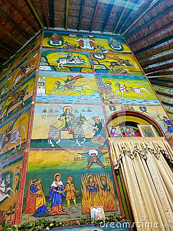 Frescoes in the Ragel Church. Mount Entoto. Addis Abeba. Ethiopia. Africa Editorial Stock Photo
