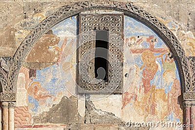 Frescos of Tigran Honents church in Ani ancient city, Kars, Turk Stock Photo