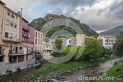 The Freser river in the town of Ribes de Freser Stock Photo