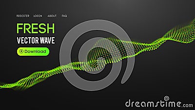 Fresh abstract green background. Green energy gradient mesh. Digital data flow vector background. Vector Illustration