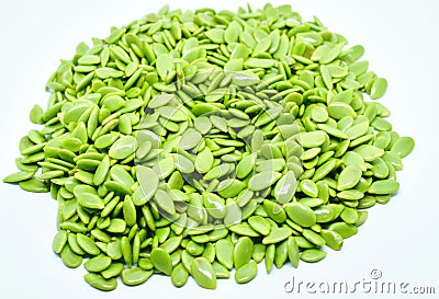 Fresh acacia seed arranging on white background Stock Photo