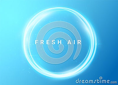 Fresh air round circle wind movement vector wave. Spa fresh air round twirl effect clean air flow. Vector Illustration