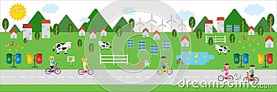 Fresh air village illustration Vector Illustration