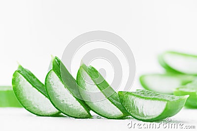 Fresh aloe vera leaf on white background. Stock Photo