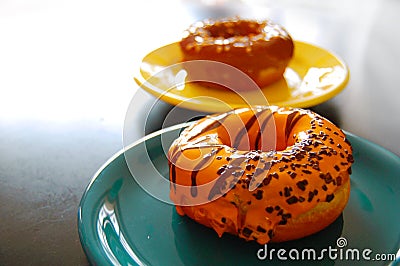 Fresh appetizing donuts Stock Photo