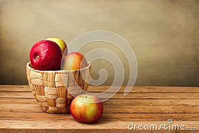 Fresh apple in basket Stock Photo