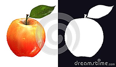 Fresh apple with condensed water and alpha channel Stock Photo