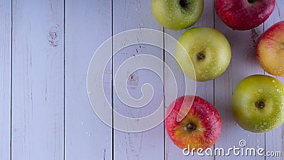 Fresh apple, Healthy nutrition concept. Fruit healthy snack always good idea. Red apple and green apple Stock Photo