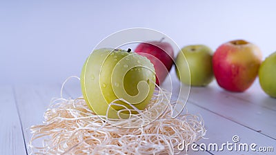 Fresh apple, Healthy nutrition concept. Fruit healthy snack always good idea. Red apple and green apple Stock Photo