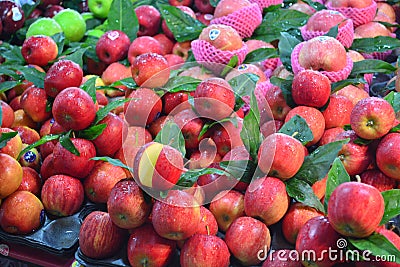 Fresh apples in kim yong market at hatyai in Thailand ,province songkl Stock Photo