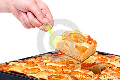 Fresh apricot cake. Stock Photo