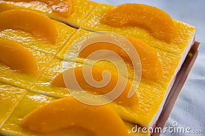 A fresh apricot cake,sliced Stock Photo