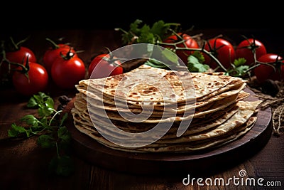 Fresh Armenian bread lavash. Generate Ai Stock Photo