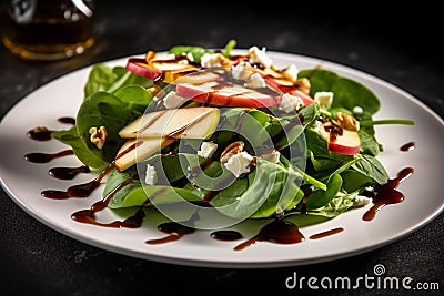 Fresh Arugula Salad with Apples, Pomegranate, and Feta Stock Photo