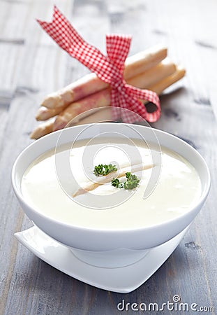 Fresh asparagus soup Stock Photo