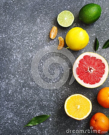 Fresh assorted citrus fruits Stock Photo