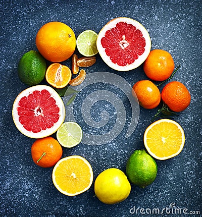 Fresh assorted citrus fruits Stock Photo