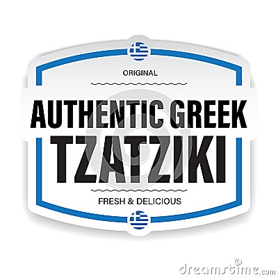 Fresh Authentic Greek Tzatziki sign Vector Illustration