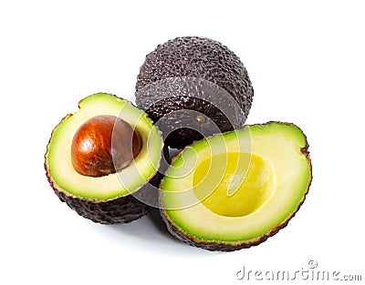 A fresh avocado cut in half Stock Photo